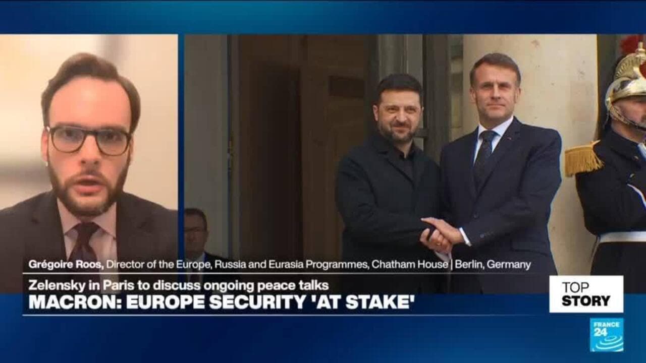 ზელენსკი პარიზში მაკრონს ხვდება, აშშ ომის დასრულების გეგმას უჭერს მხარს